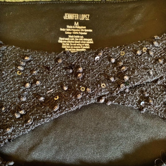 Jennifer Lopez Black Sequin City Cut Out Top - Picture 4 of 6